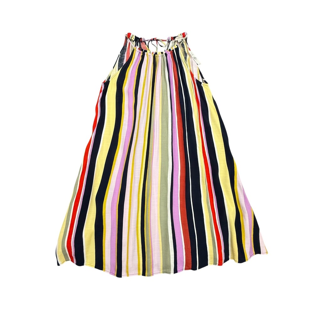 LOFT Dress Women Small Multicolor Striped Sleeveless Halter Neck Casual